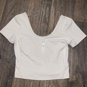 Lululemon Athletica White Opal -Bone Women's Size 6 Align Crop Short Sleeve Top